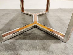Vintage Chrome and Burl Wood Coffee Table, 1970s