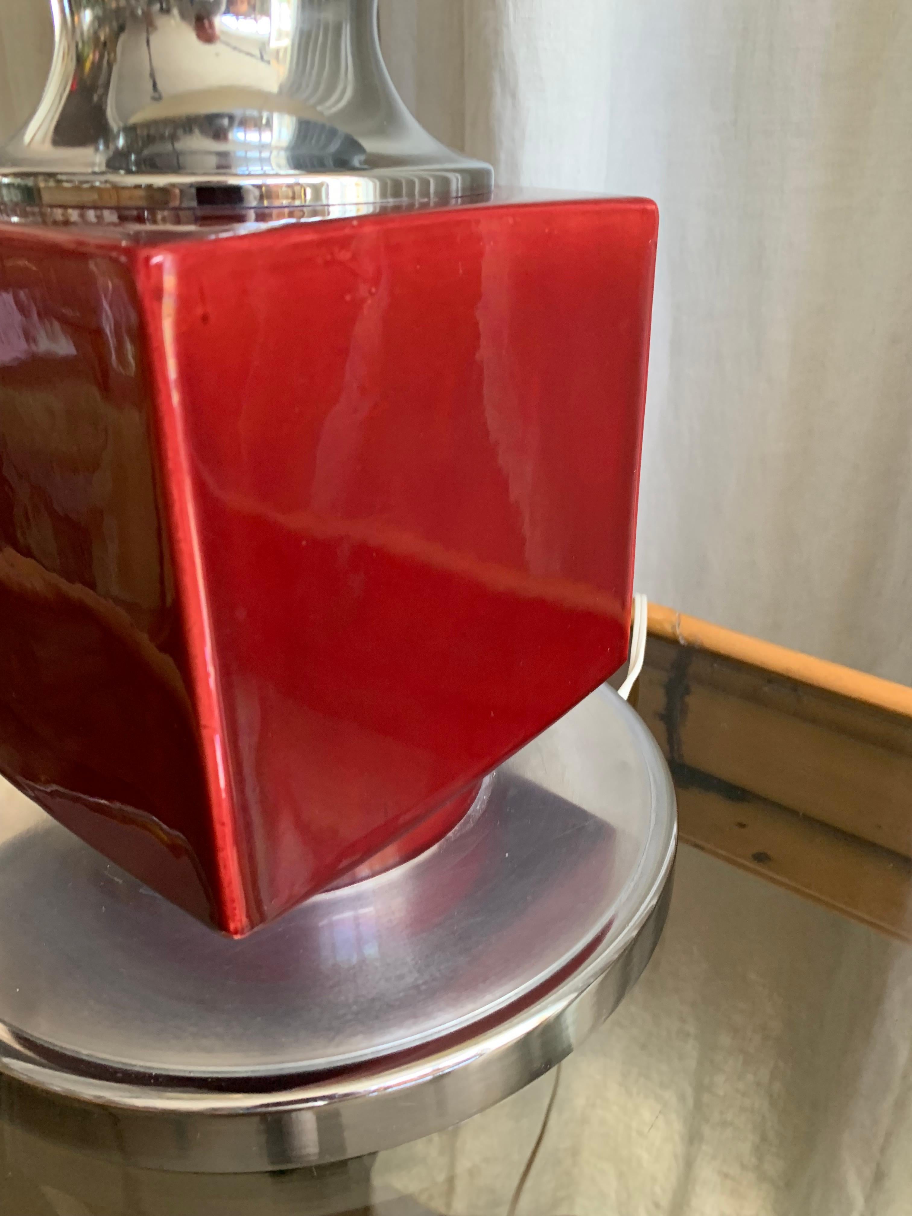 Lampe de bureau vintage en chrome et céramique en vente 4