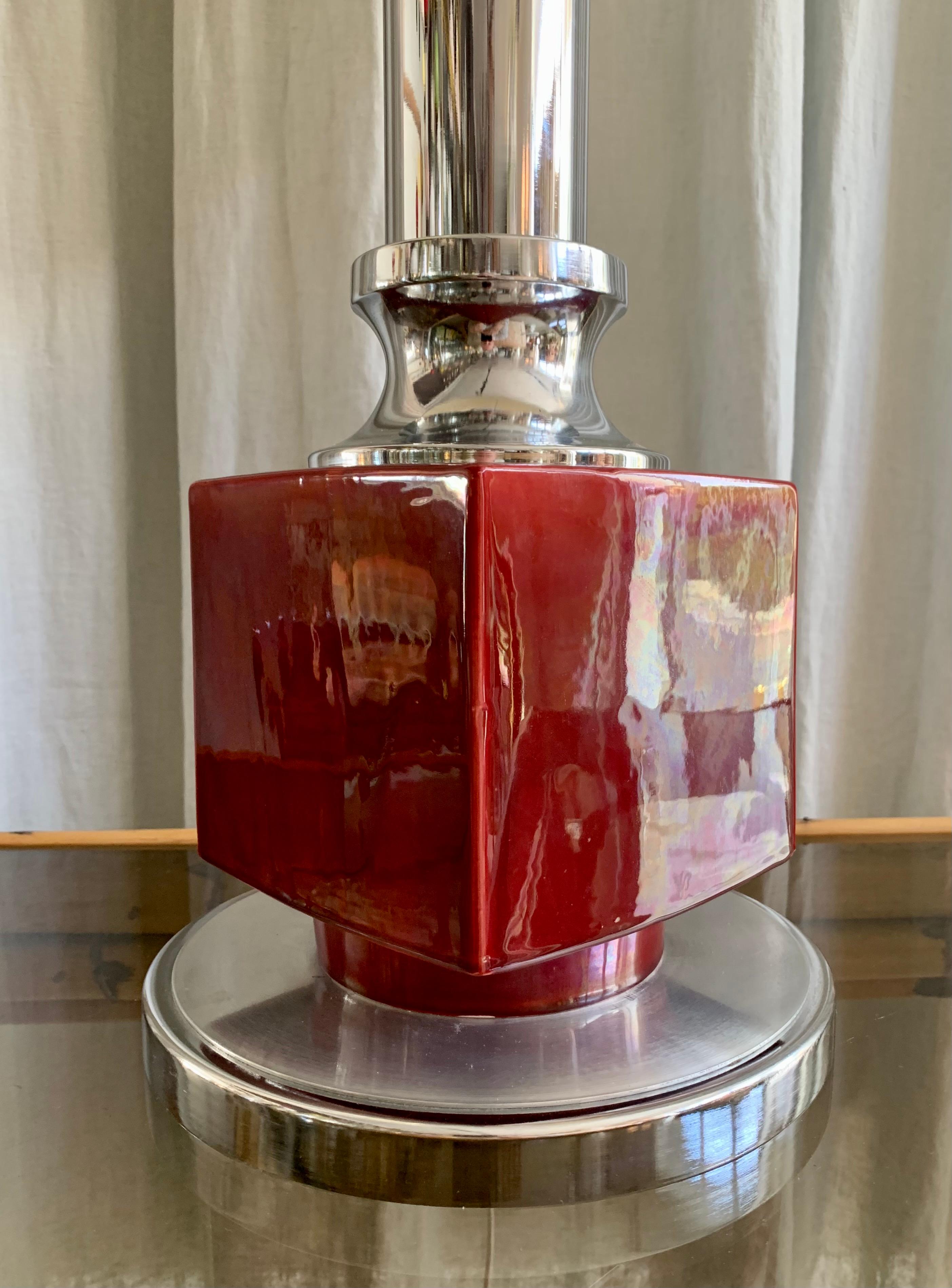 Lampe de bureau vintage en chrome et céramique Bon état - En vente à Hellerup, DK
