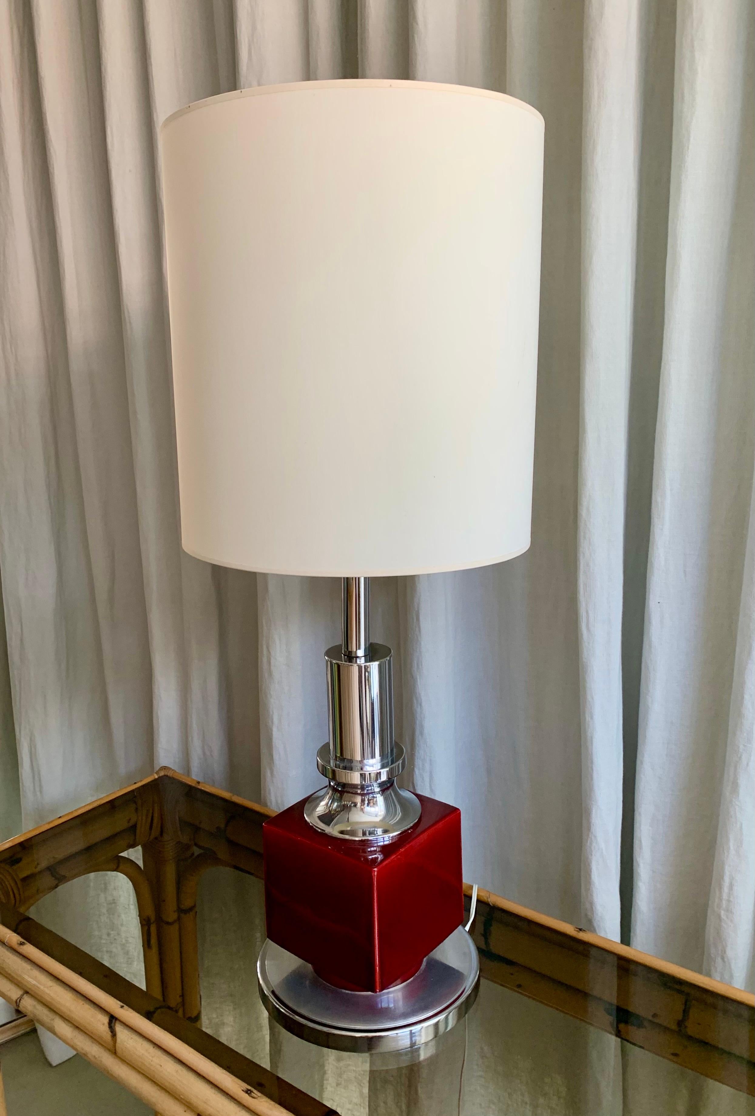 Lampe de bureau vintage en chrome et céramique en vente 1
