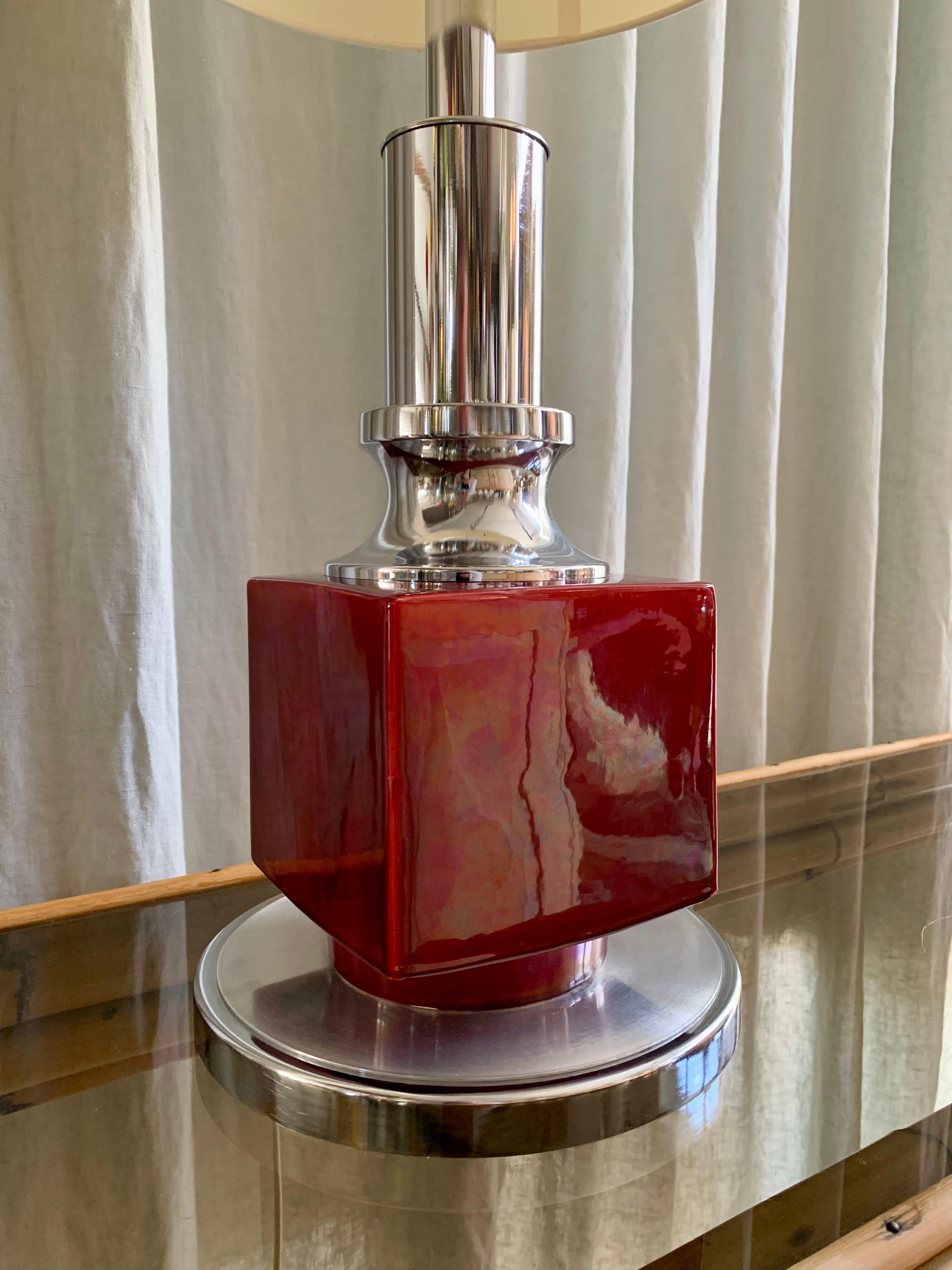 Lampe de bureau vintage en chrome et céramique en vente 3