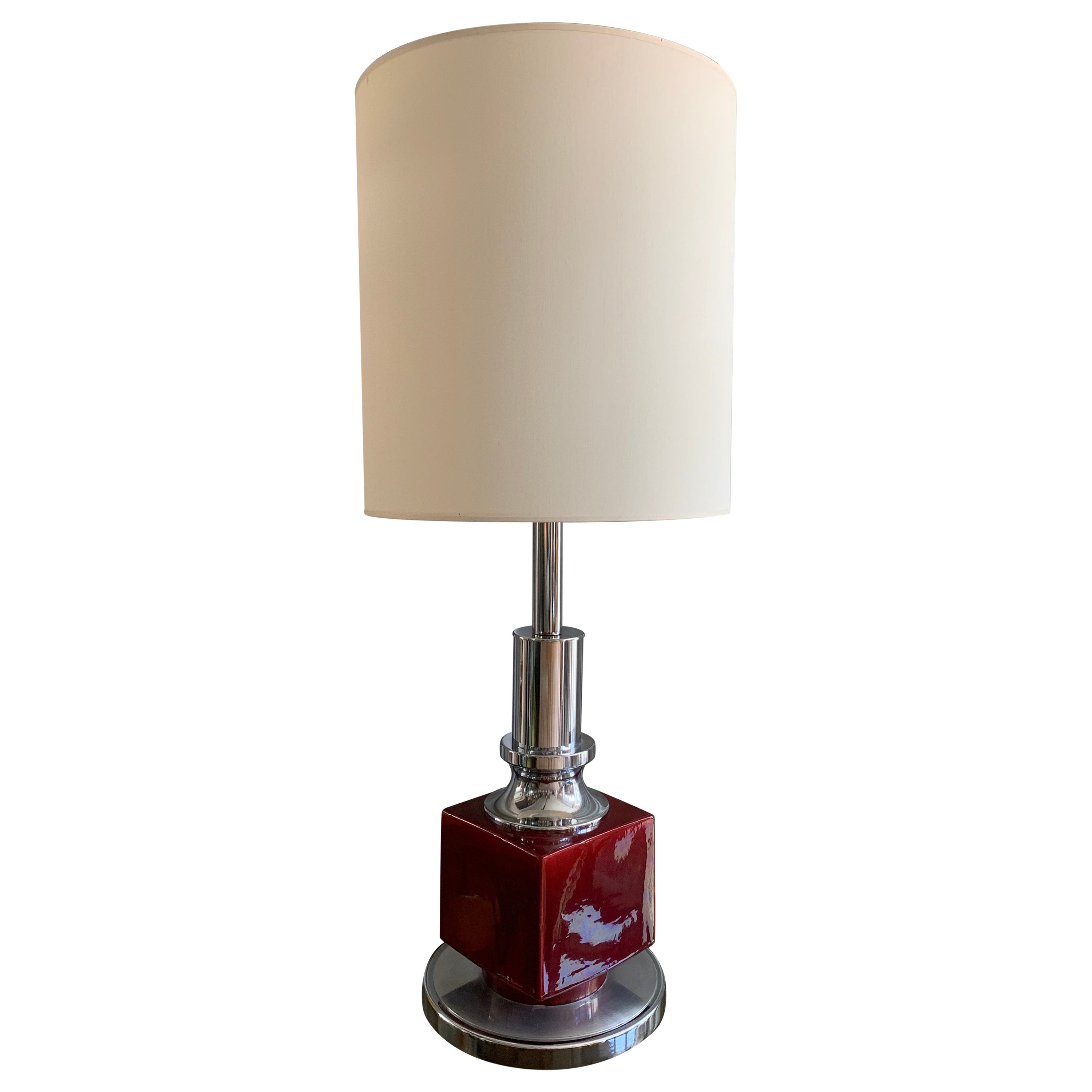 Vintage Chrome and Ceramic Table Lamp