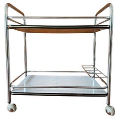 Vintage Chrome and Formica Serving Cart, Unique Vintage Drink Trolley, 70's