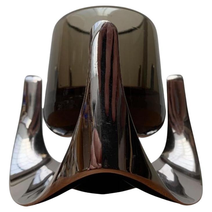 Vintage Chrome and Glass Candle Holder by Ceasar Stoffi & Fritz Nagel, 1960s