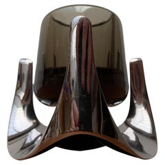 Vintage Chrome and Glass Candle Holder by Ceasar Stoffi & Fritz Nagel, 1960s