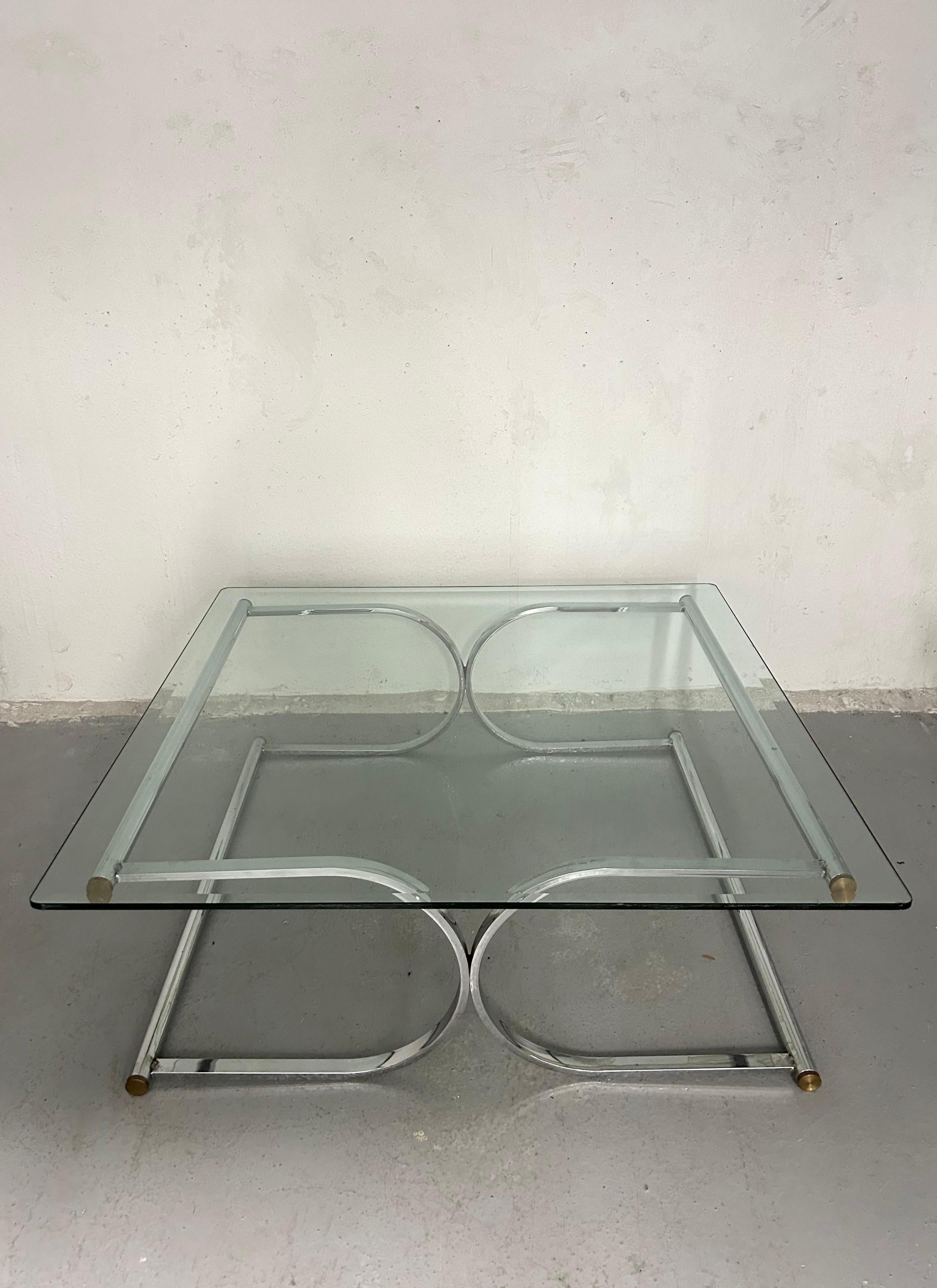 Vintage Chrome and Glass Coffee Table In Good Condition In Brooklyn, NY