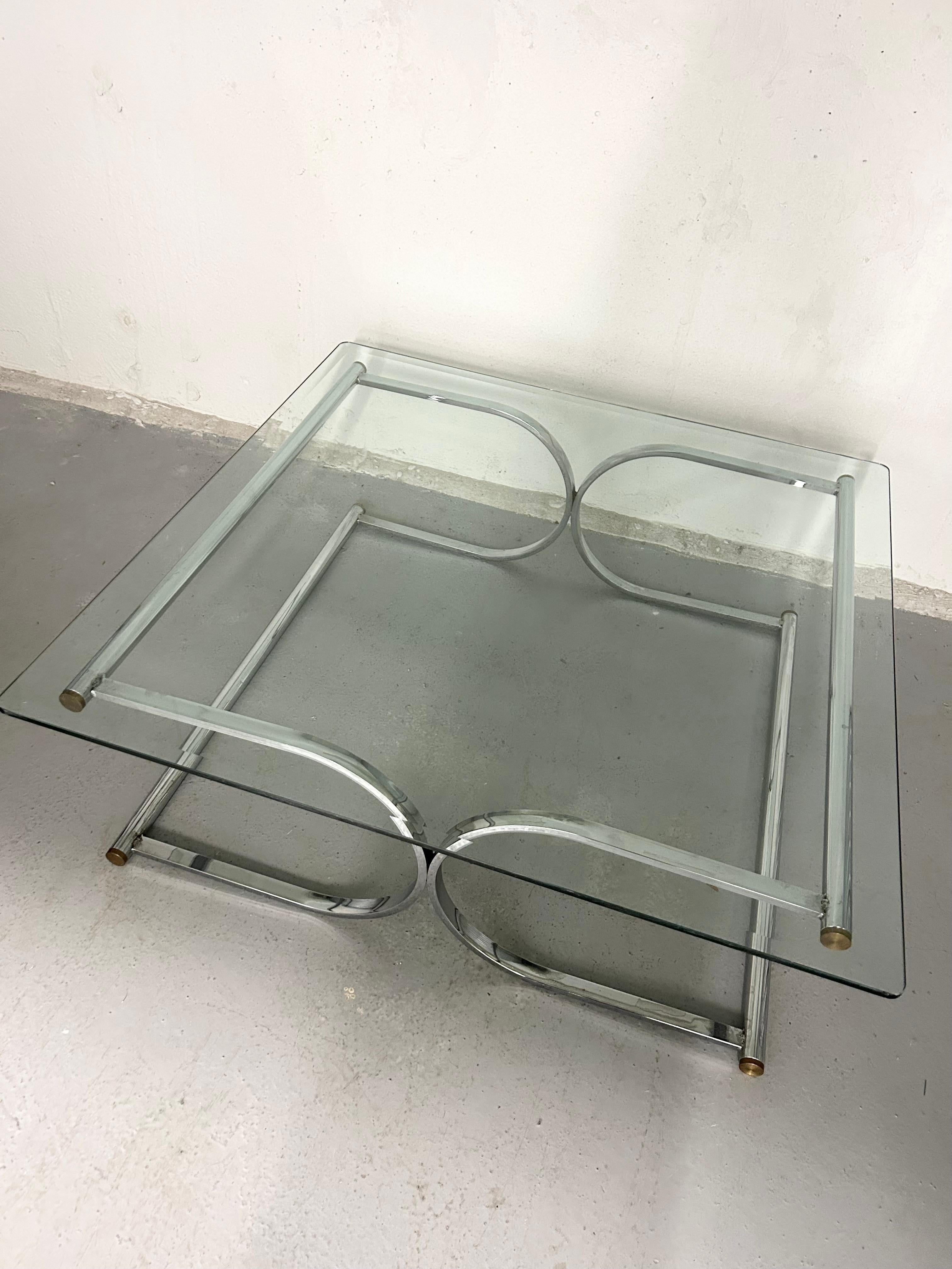 Vintage Chrome and Glass Coffee Table 1