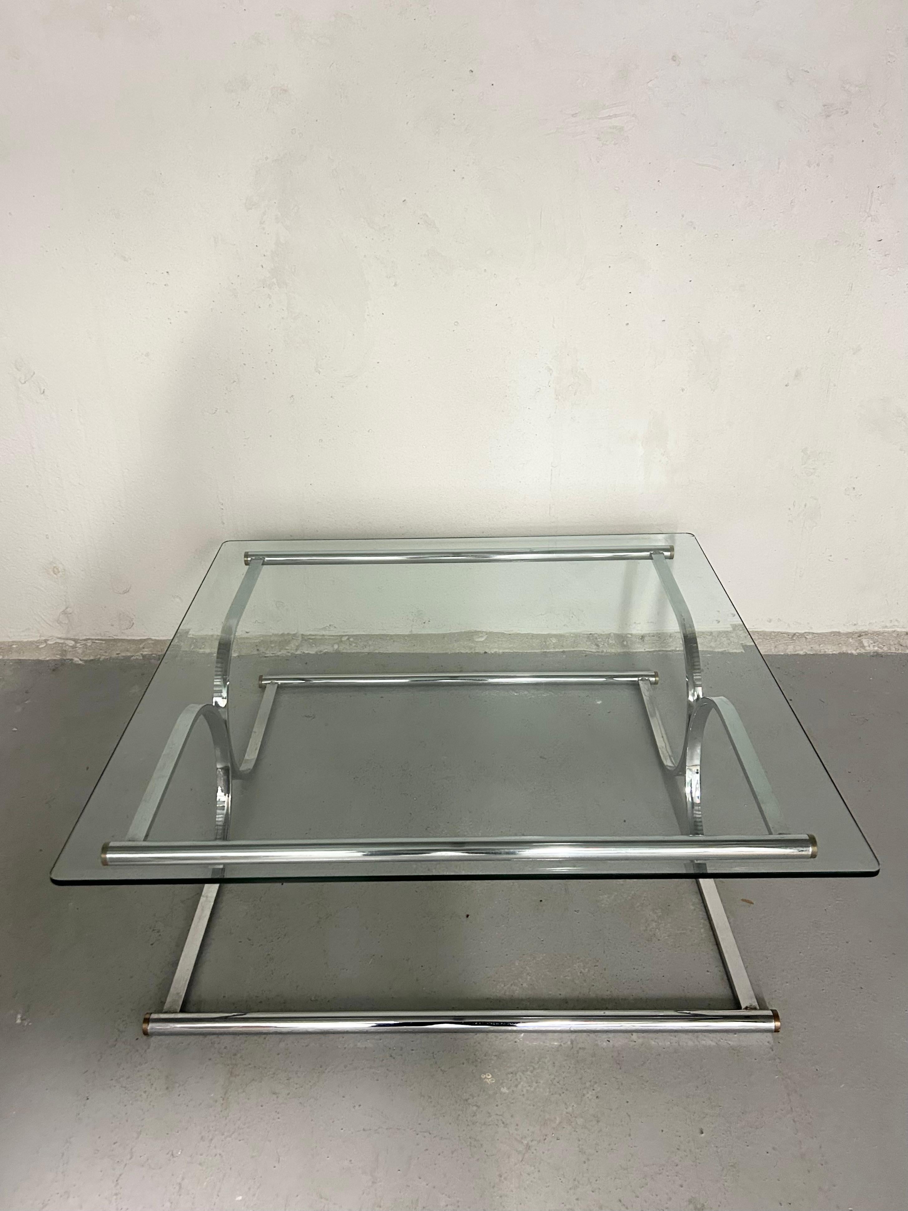 Vintage Chrome and Glass Coffee Table 3