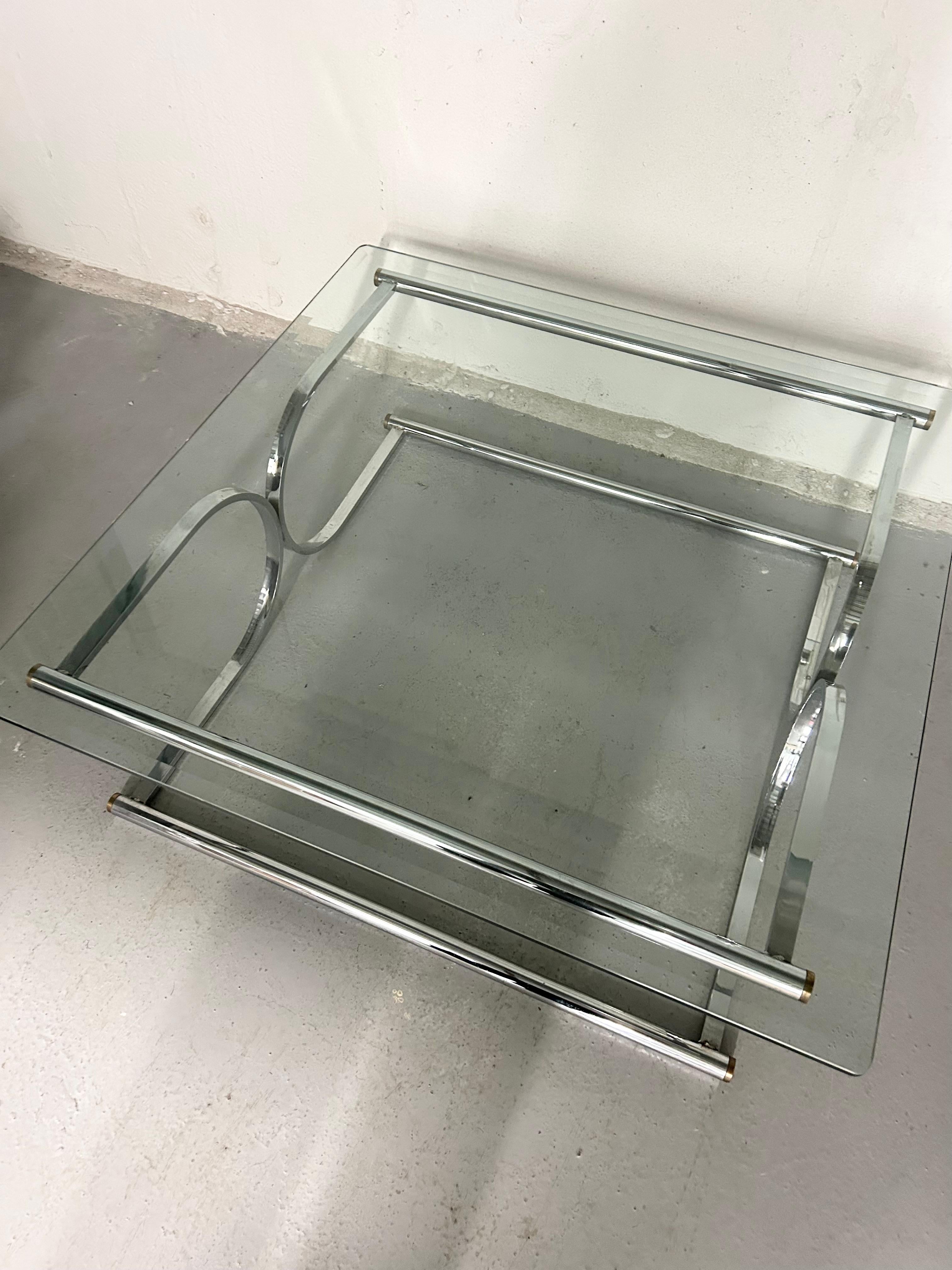 Vintage Chrome and Glass Coffee Table 4