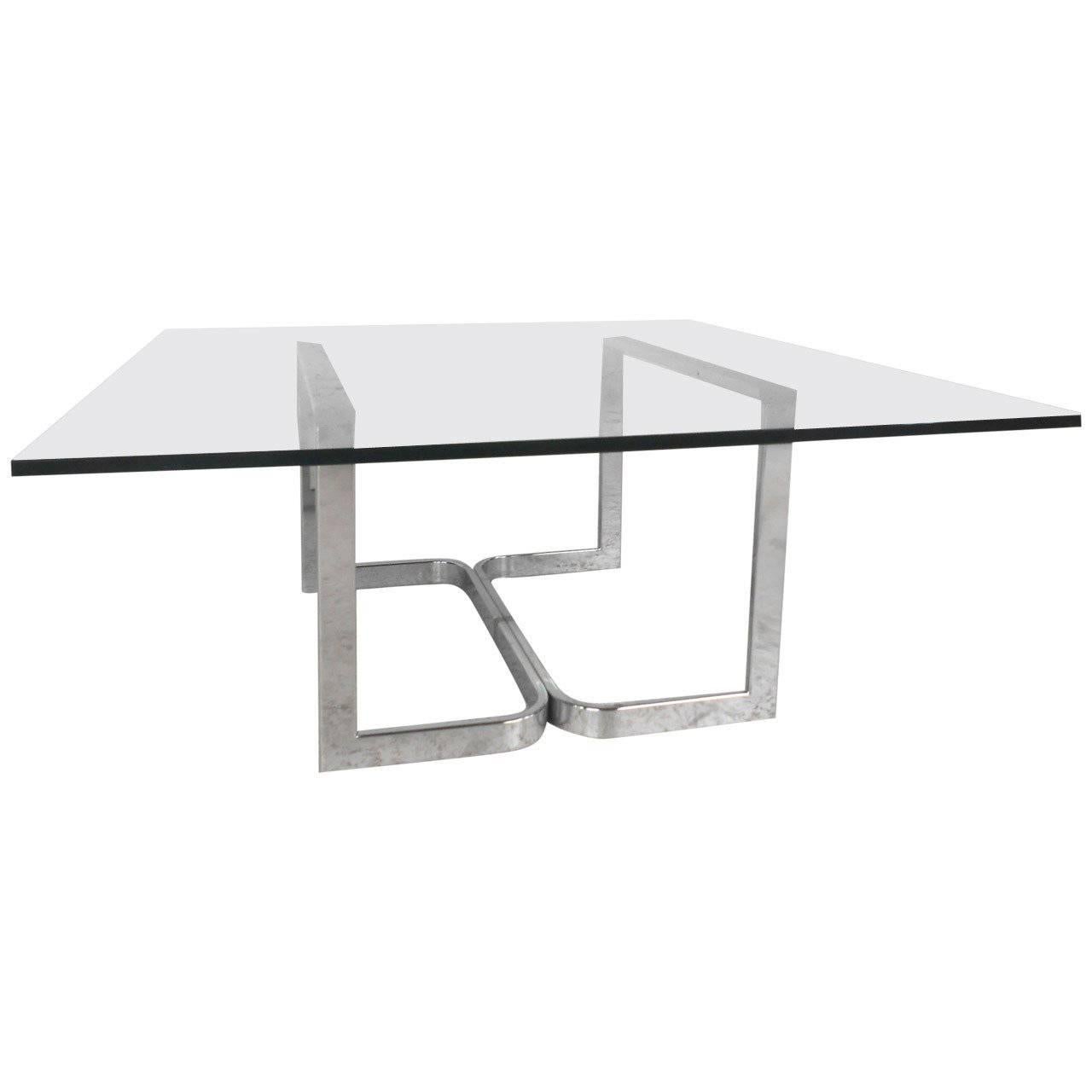Vintage Modern Chrome and Glass Coffee Table
