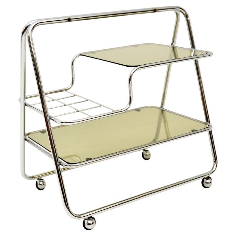 Getränkewagen aus Chrom und Glas im Vintage-Stil