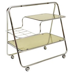 Getränkewagen aus Chrom und Glas im Vintage-Stil