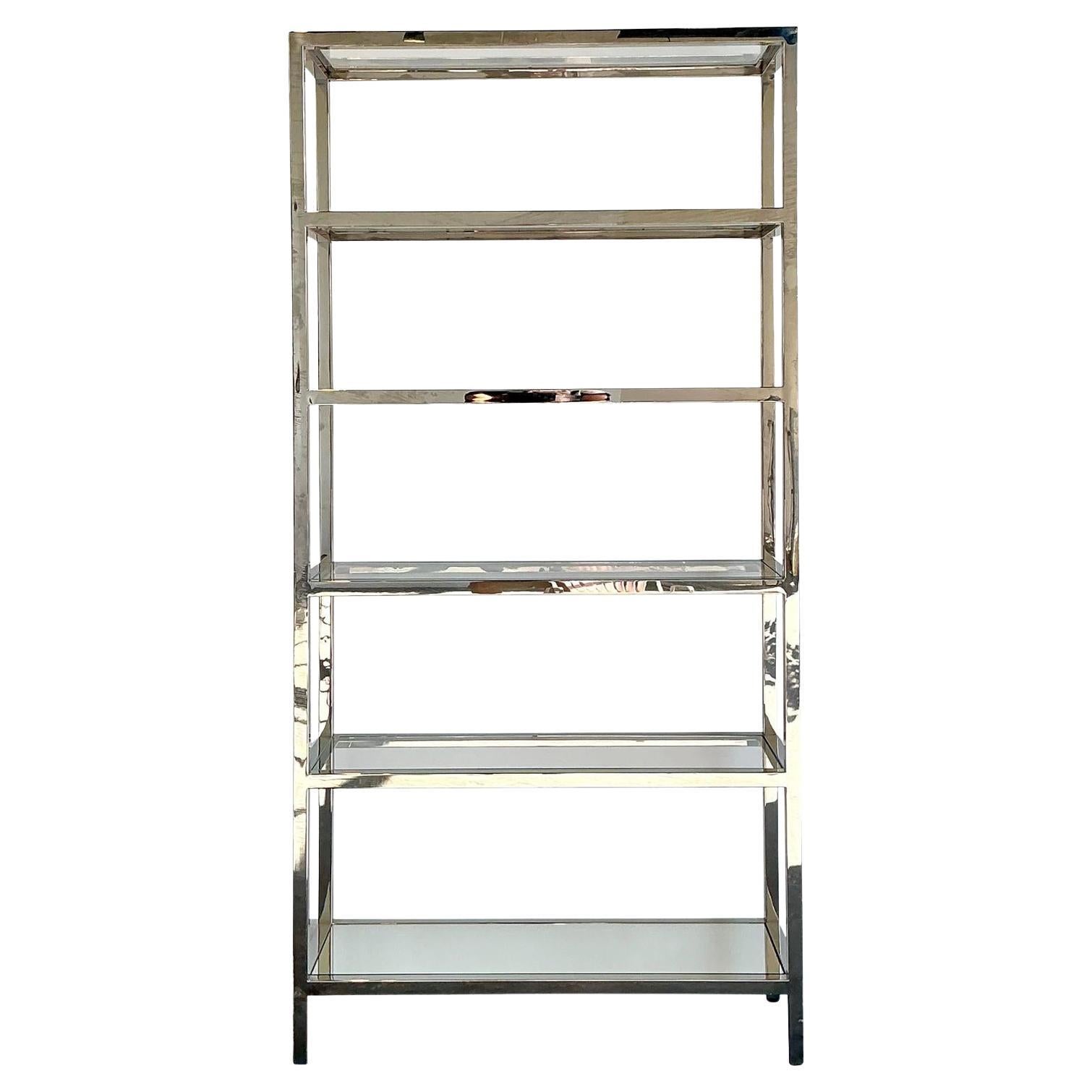Vintage Chrome and Glass Etagere