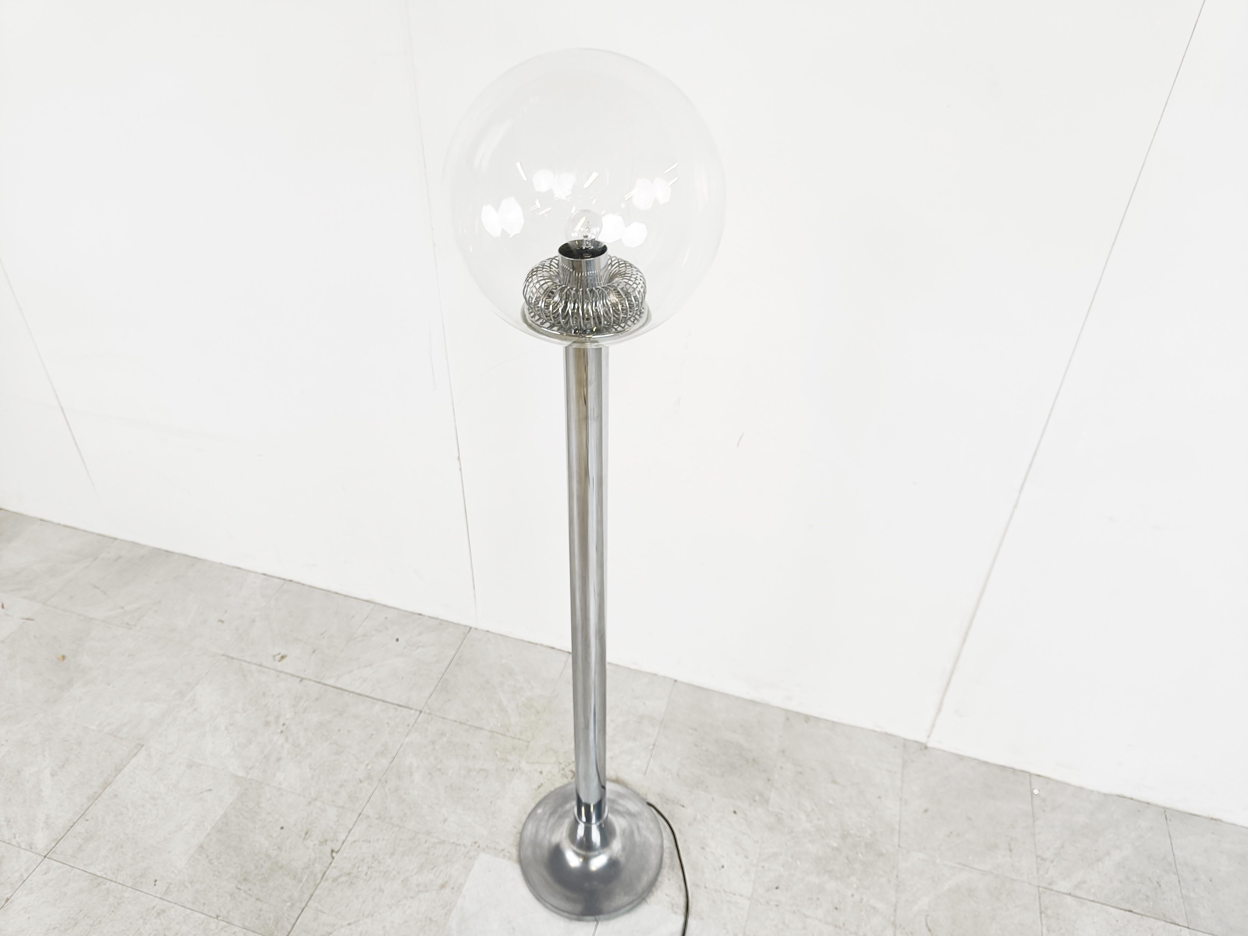 Vintage Chrome and Glass Floor Lamp, 1970s For Sale 1
