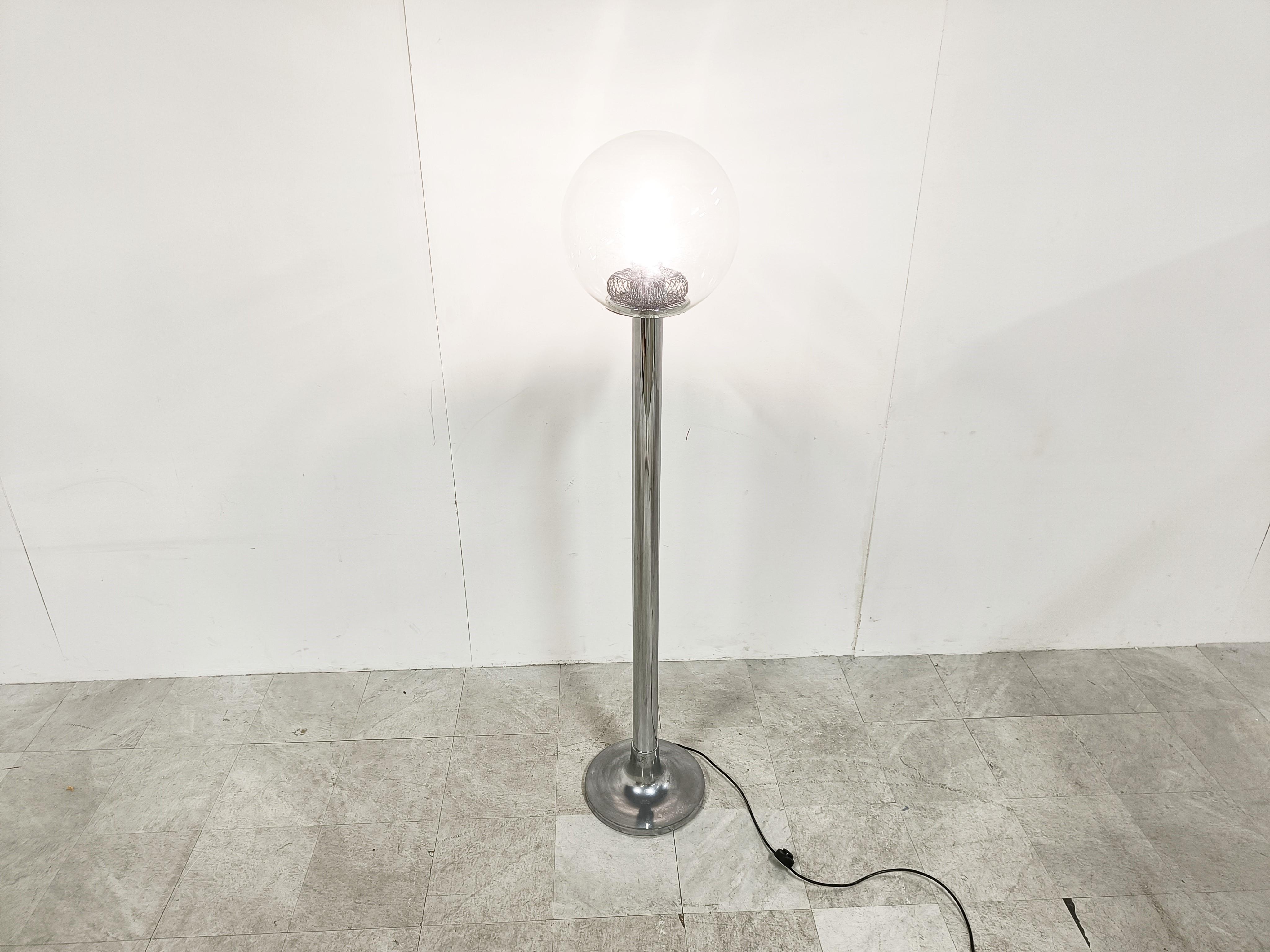 Vintage Chrome and Glass Floor Lamp, 1970s For Sale 2