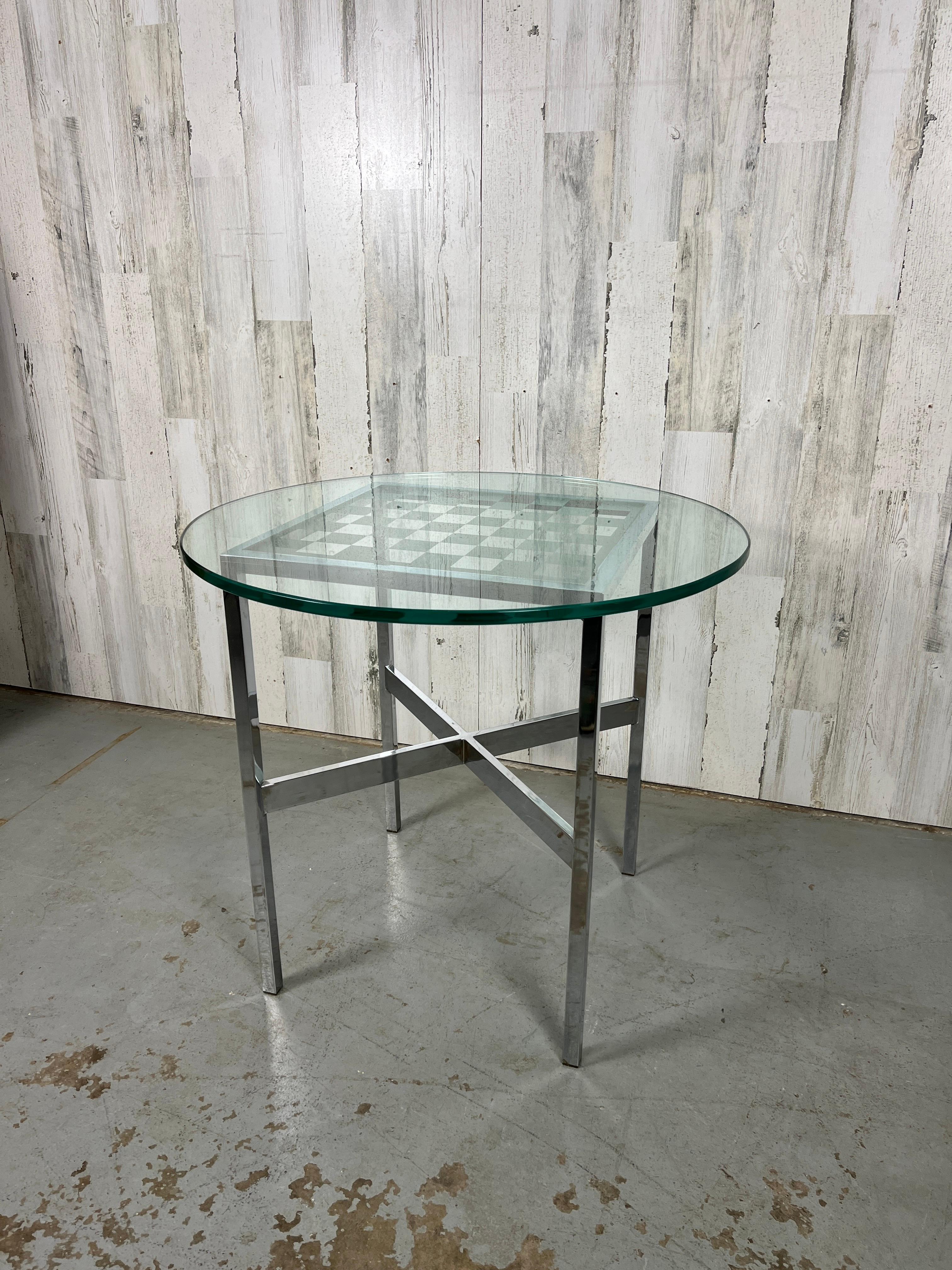 Table de jeu vintage en chrome et verre en vente 4