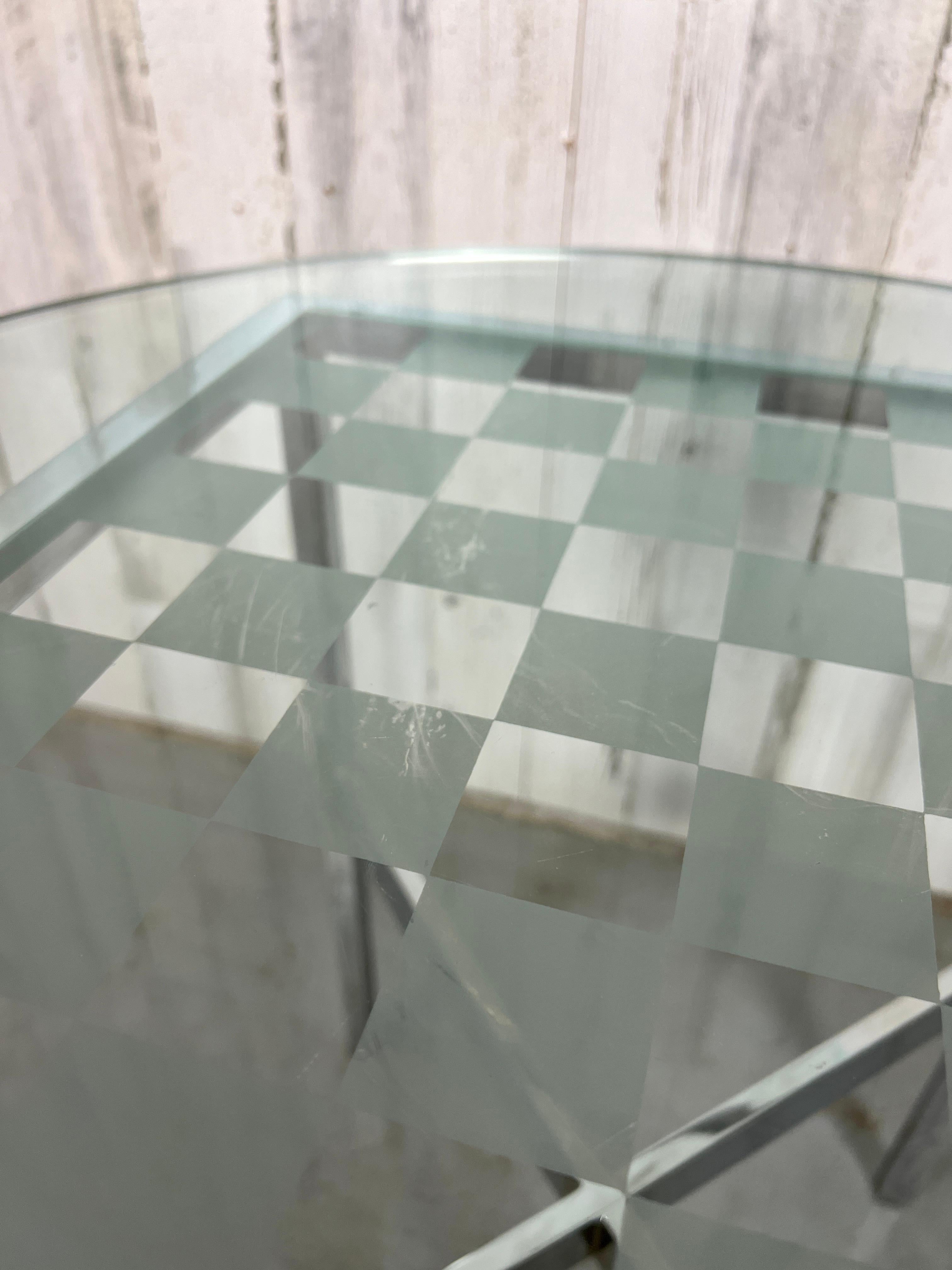 Modern Vintage Chrome and Glass Game Table For Sale