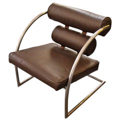 Vintage Chrome and Leather Armchair, 1930s
