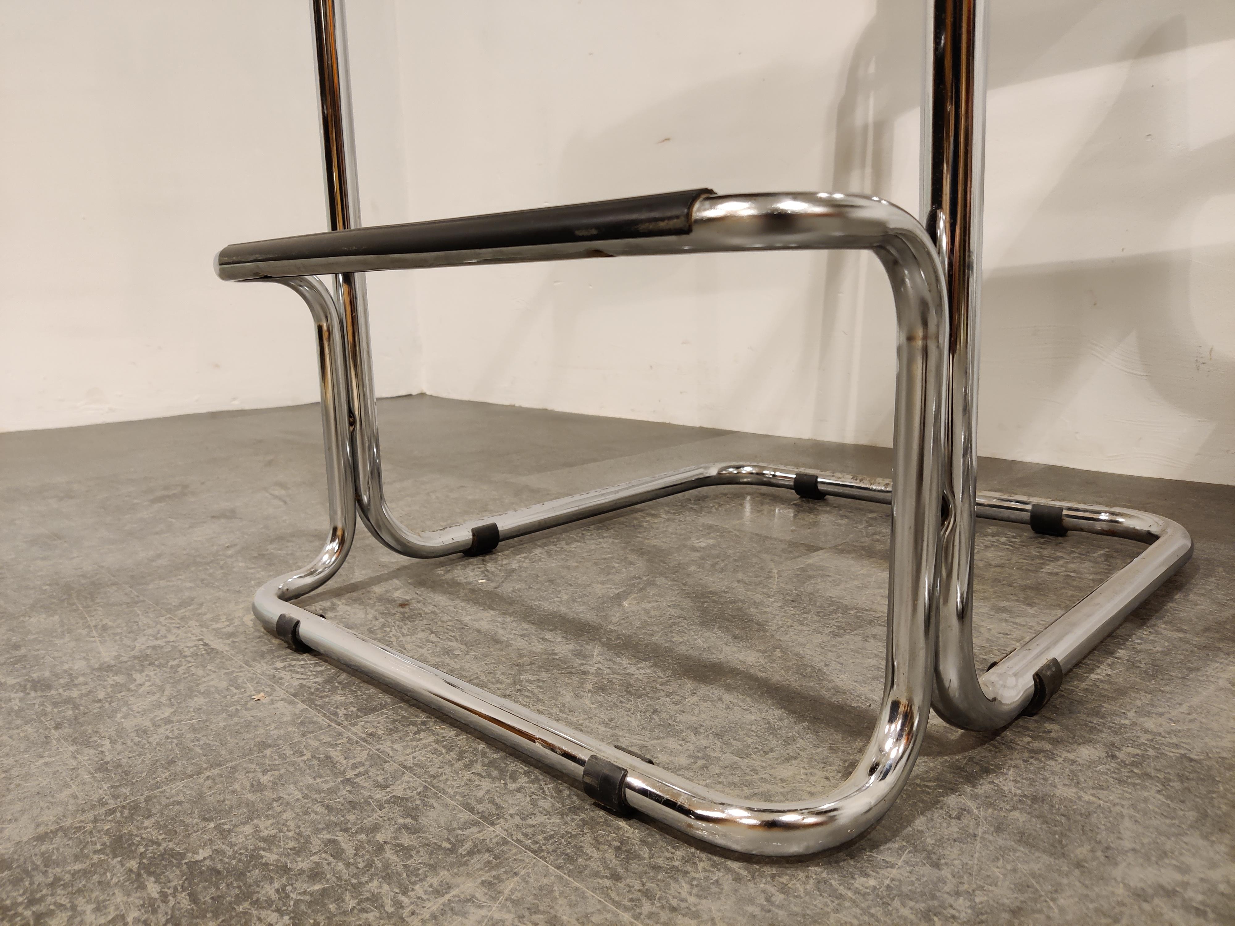 Vintage Chrome and Leather Bar Stools, 1970s, Set of 4 2