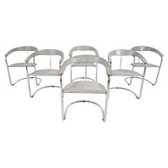 Vintage Chrome and Leather Dining Chairs, 1980s