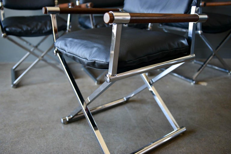 Vintage Chrome And Leather Directors Chairs Circa 1970 At 1stdibs