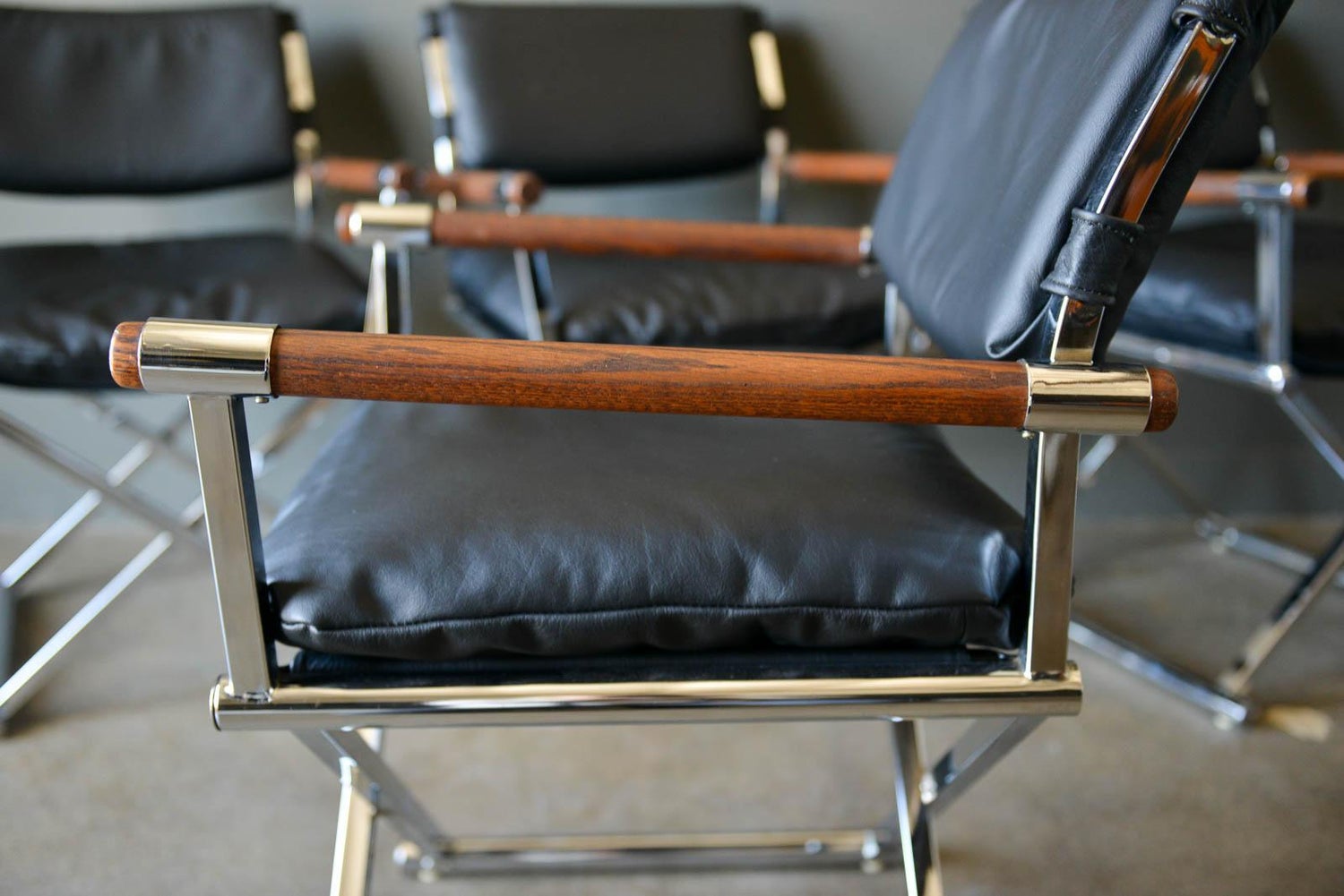 Vintage Chrome And Leather Directors Chairs Circa 1970 At 1stdibs