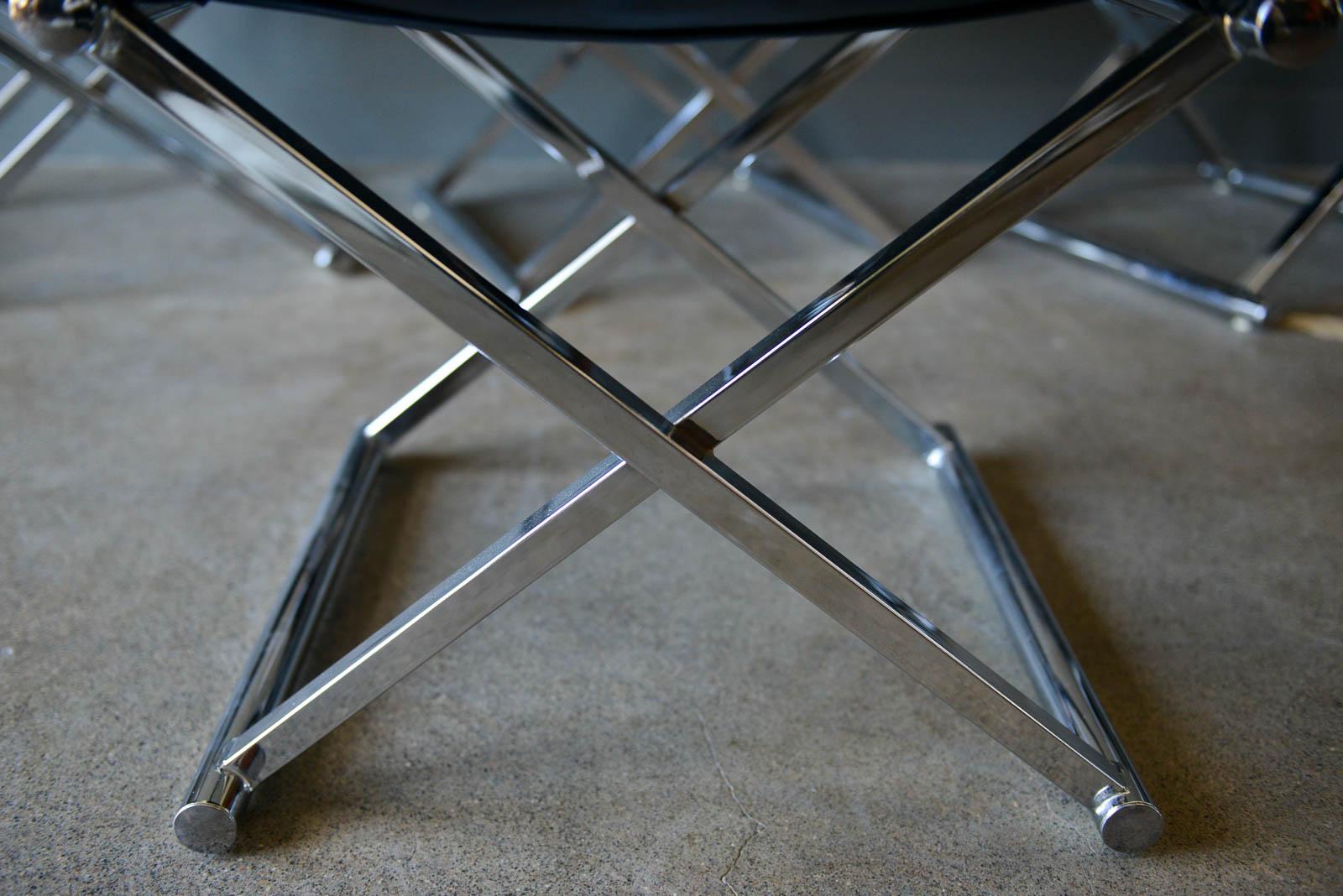 Mid-Century Modern Vintage Chrome and Leather Directors Chairs, circa 1970