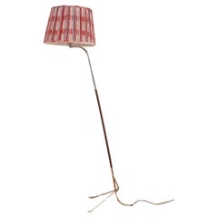 Vintage-Stehlampe aus Chrom und Leder mit Dreibein-Sockel