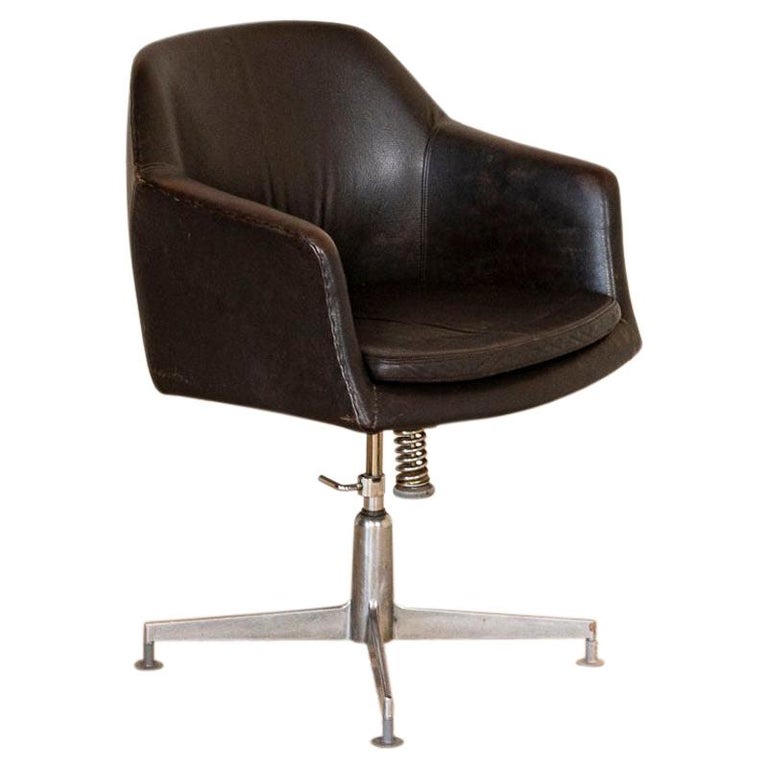 Vintage Chrome And Leather Office Chair For Sale At 1stdibs