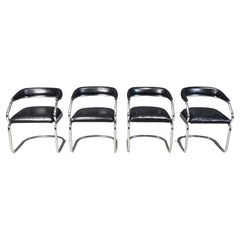Chaises de salle à manger cantilever vintage en chrome et similicuir de Giotto Stoppino, 1970