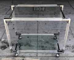 Carrello da bar vintage in cromo e lucite di Charles Hollis Jones, Collezione Metrica