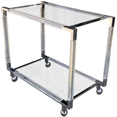 Vintage Chrome and Lucite Bar Cart by Charles Hollis Jones, Metric Collection