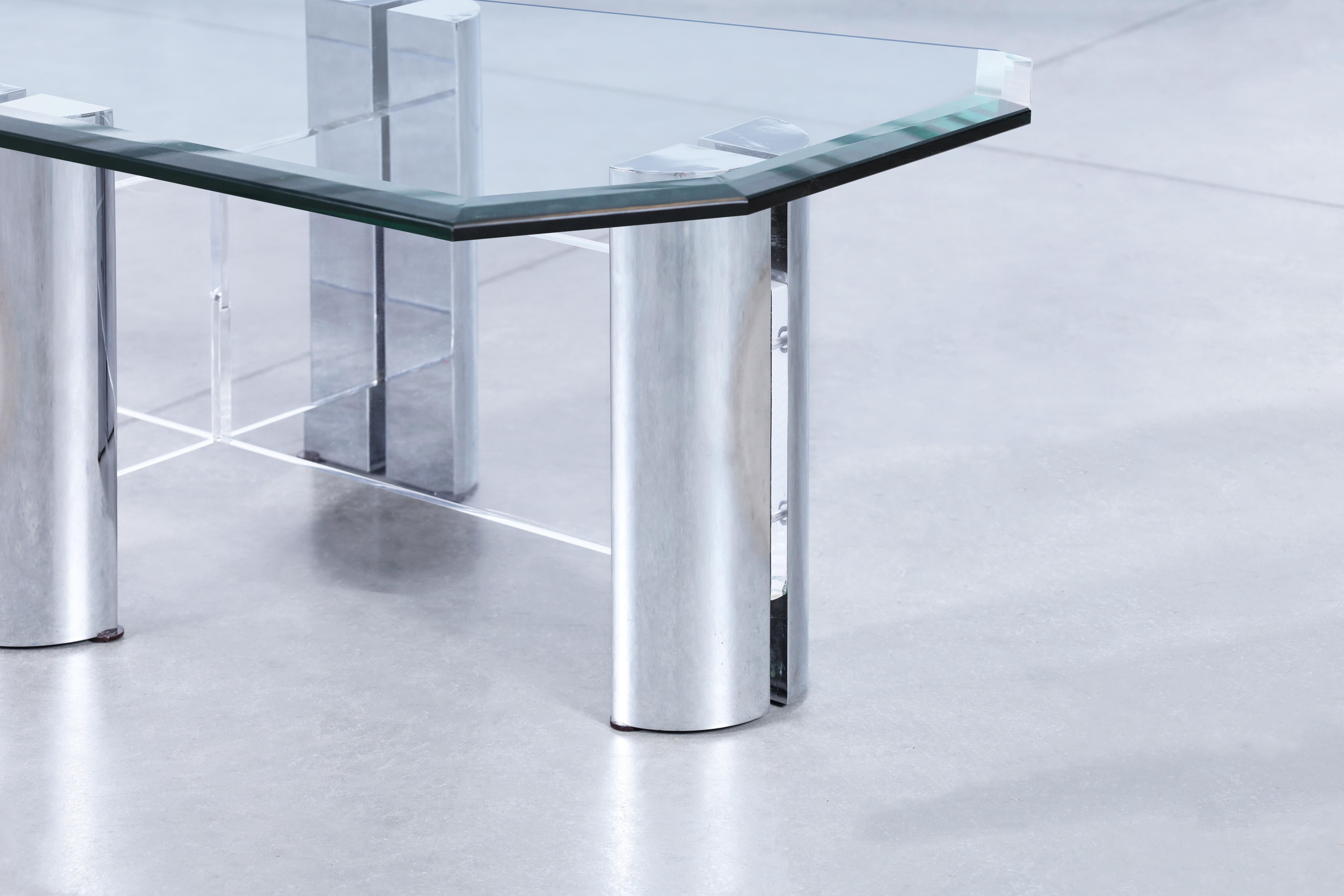Vintage Chrome and Lucite Coffee Table For Sale 4
