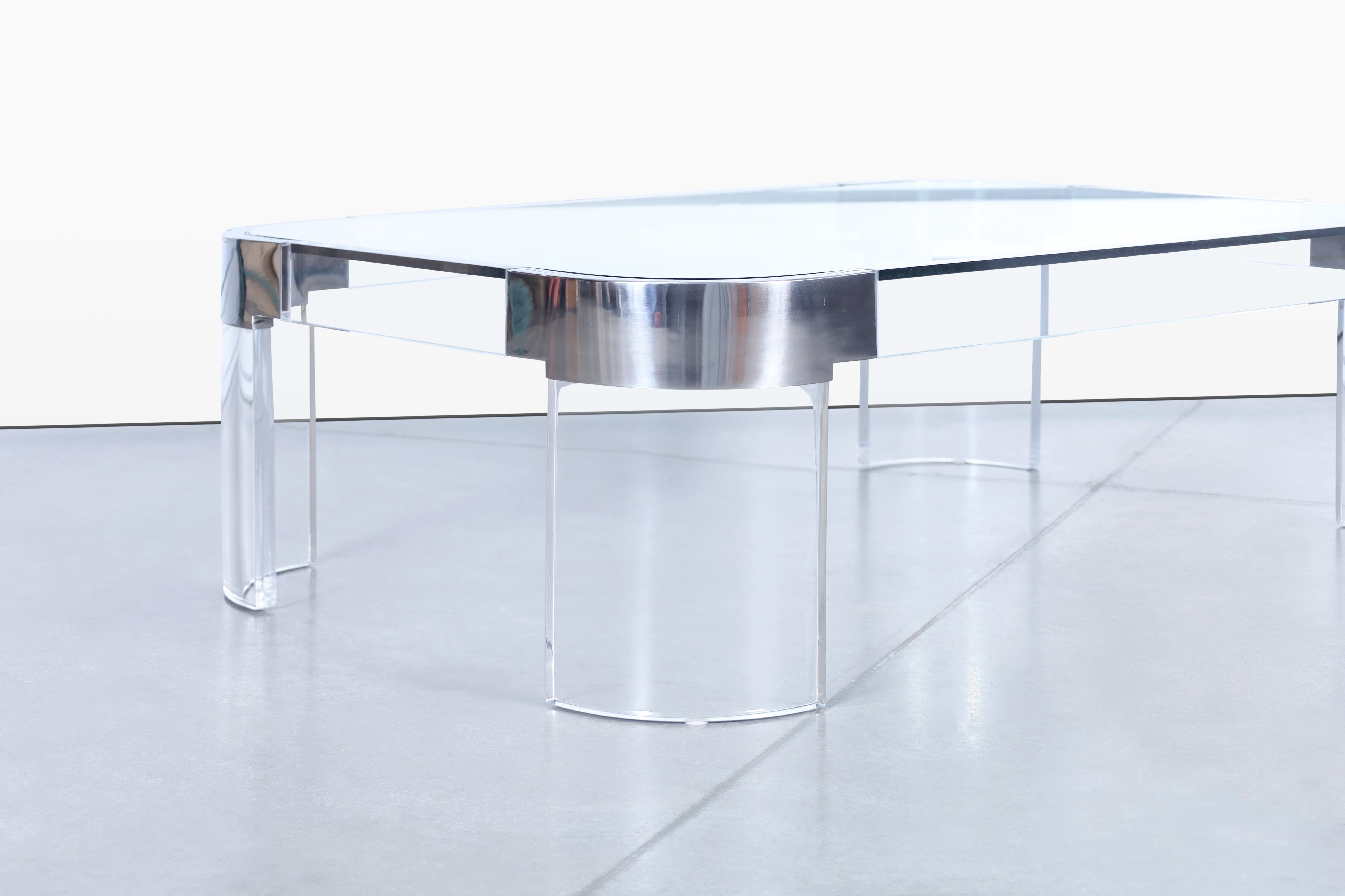 Vintage Chrome and Lucite “Waterfall” Coffee Table by Charles Hollis Jones In Good Condition For Sale In North Hollywood, CA