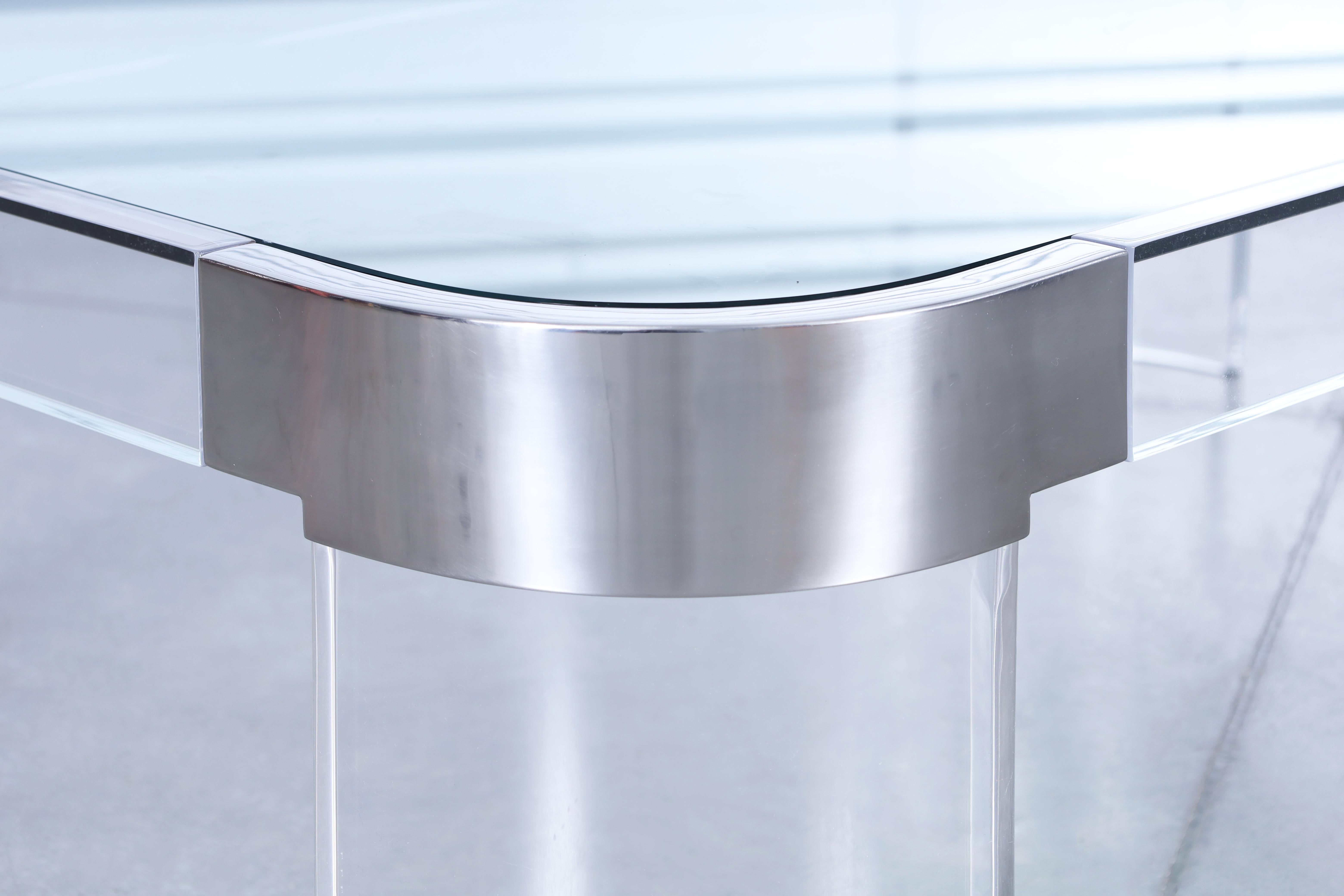Late 20th Century Vintage Chrome and Lucite “Waterfall” Coffee Table by Charles Hollis Jones For Sale