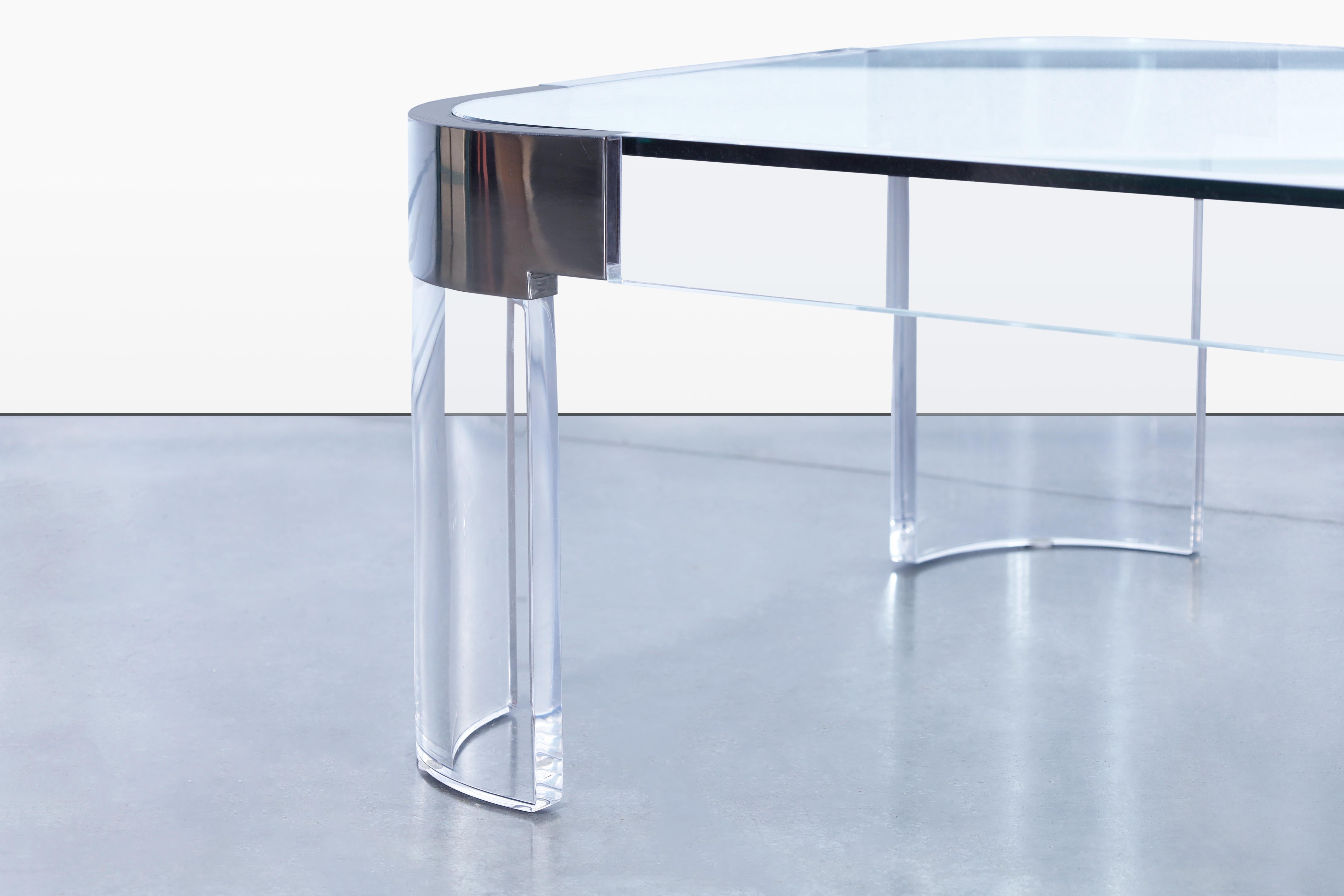 Vintage Chrome and Lucite “Waterfall” Coffee Table by Charles Hollis Jones For Sale 2
