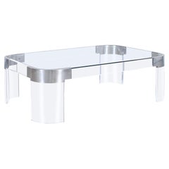 Wasserfall-Couchtisch aus Chrom und Lucite von Charles Hollis Jones, Vintage