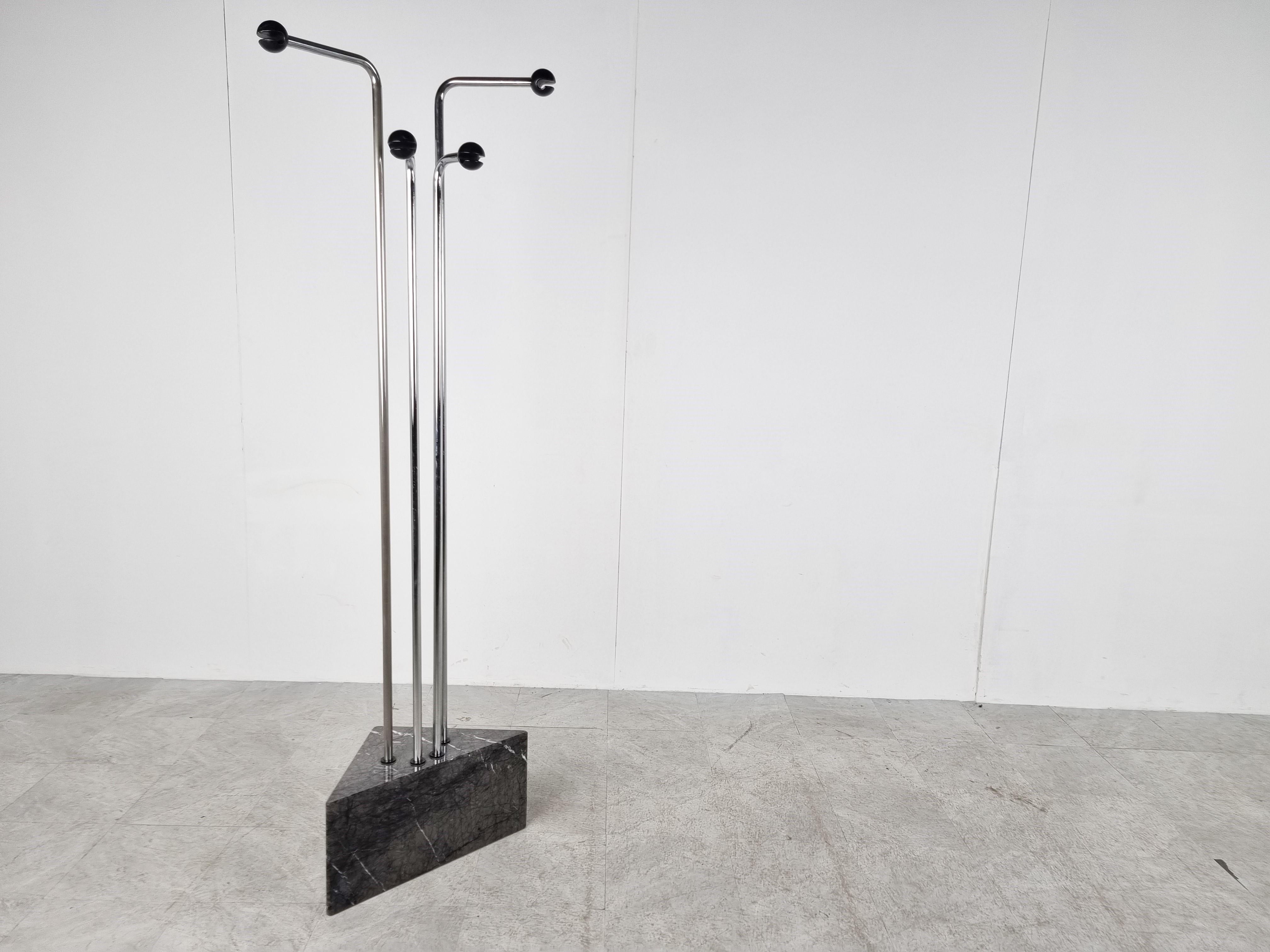 Space Age Vintage Chrome and Marble Coat Stand, 1970s