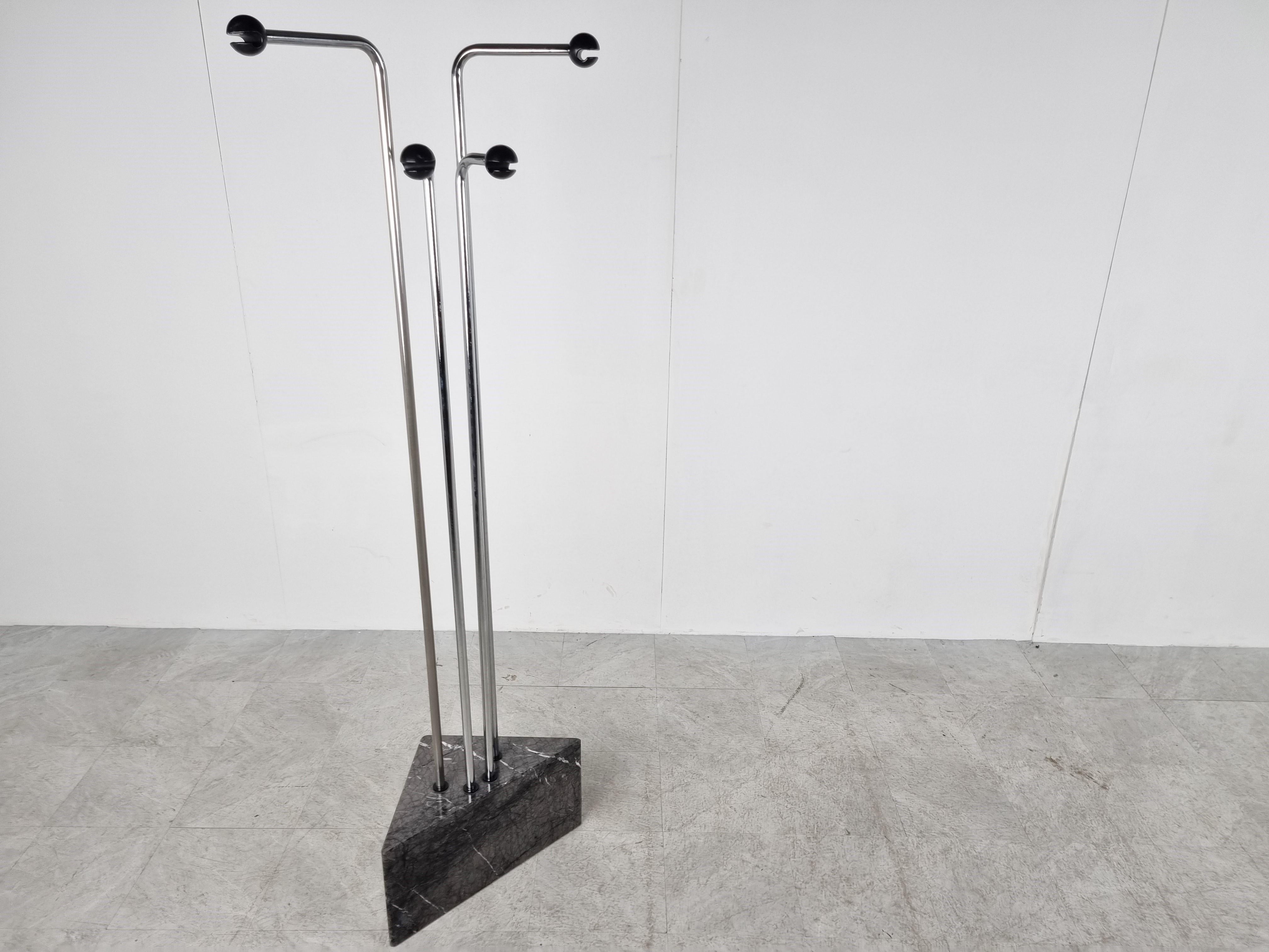 Italian Vintage Chrome and Marble Coat Stand, 1970s