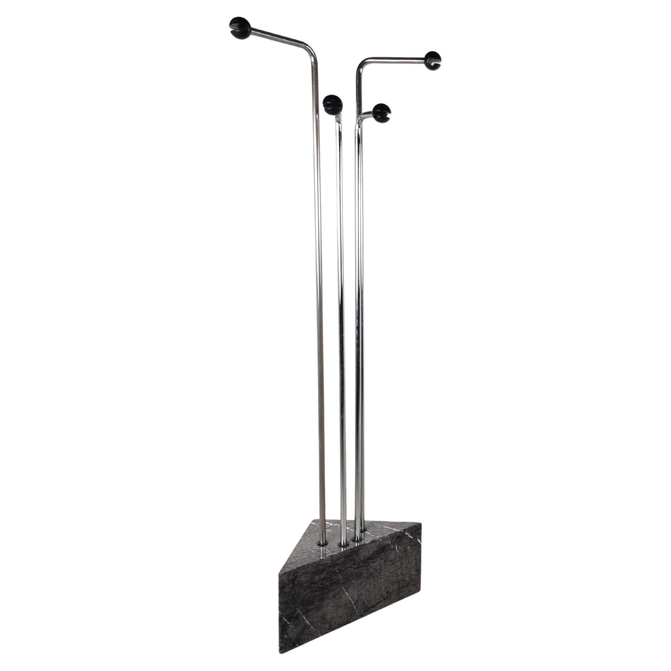 Vintage Chrome and Marble Coat Stand, 1970s