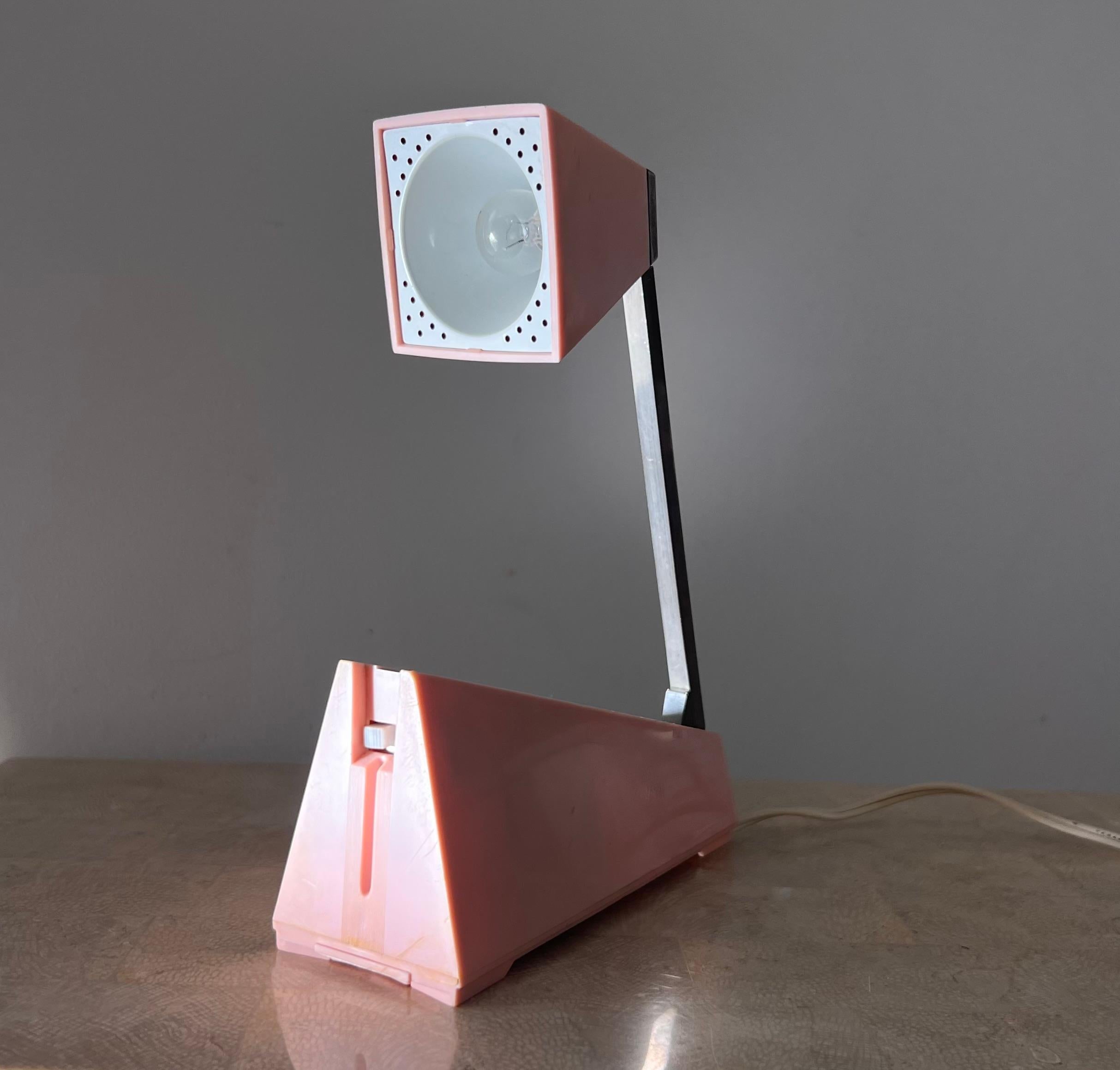 Vintage chrome and pink “Lampette” task lamp by Koch, 1964 11