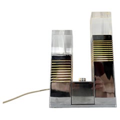 Vintage chrome and plexi table lamp attr. to Gaetano Missaglia, 1970s