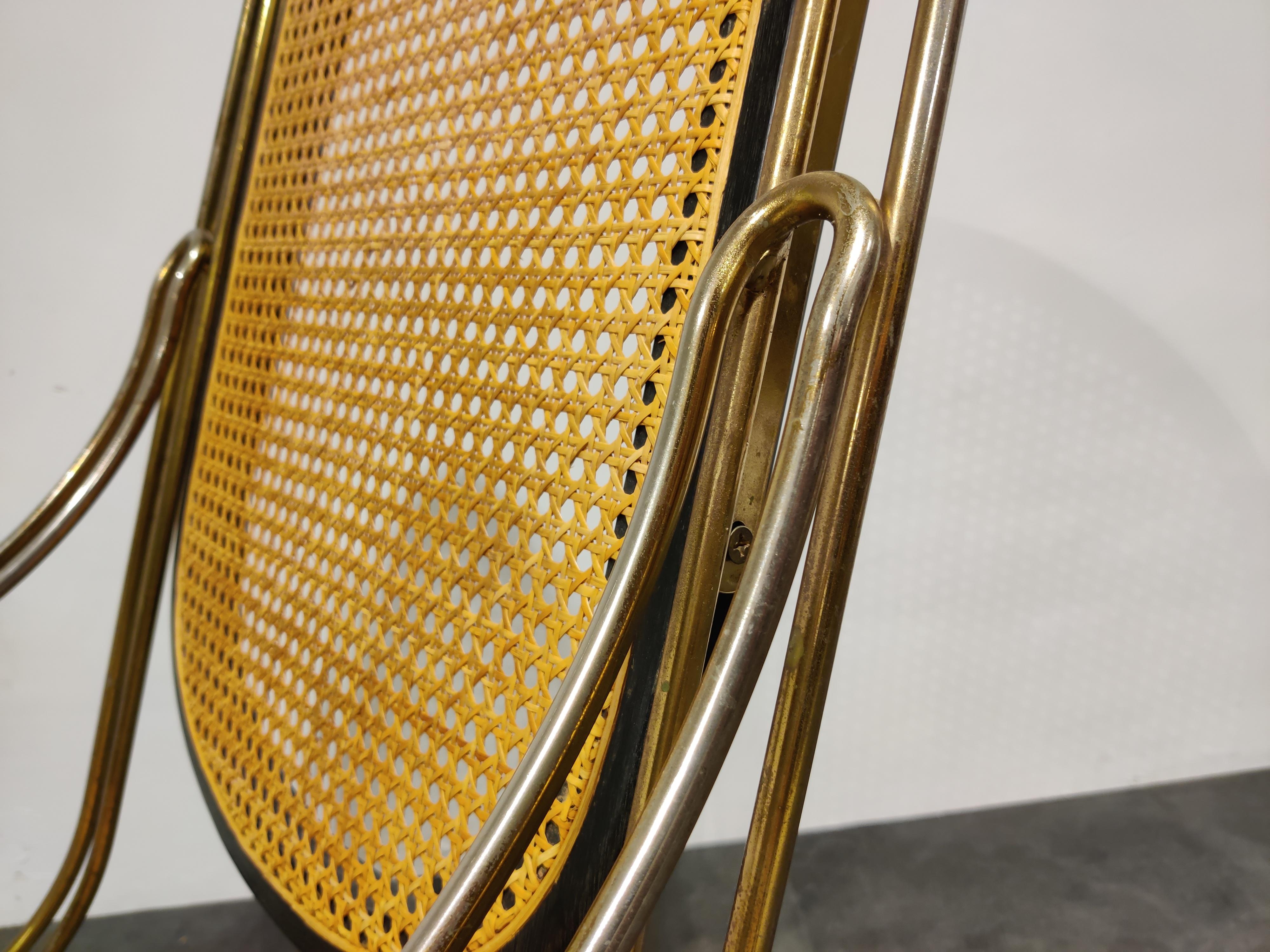 Vintage Chrome and Rattan Rocking Chair, 1960s 2