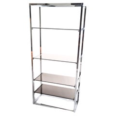 Vintage-Bücherregal aus Chrom und Rauchglas, 1970er Jahre