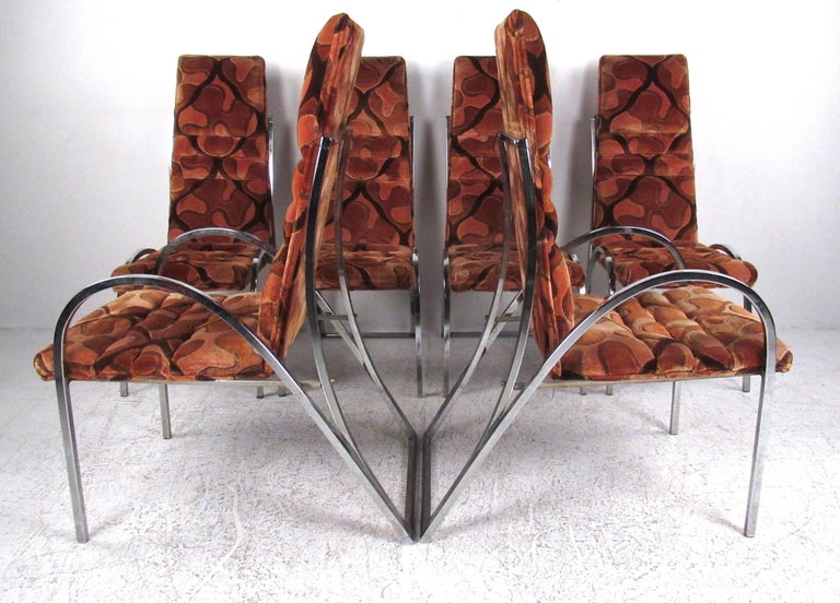 retro style dining sets low back great set of retro style dining chairs with arched chrome square tubular frames and period upholstery vintage chrome upholstered high back dining chairs for sale at retro style dining sets low back great set of retro style dining chairs with arched chrome square tubular frames and period upholstery vintage chrome upholstered high back dining chairs for sale at