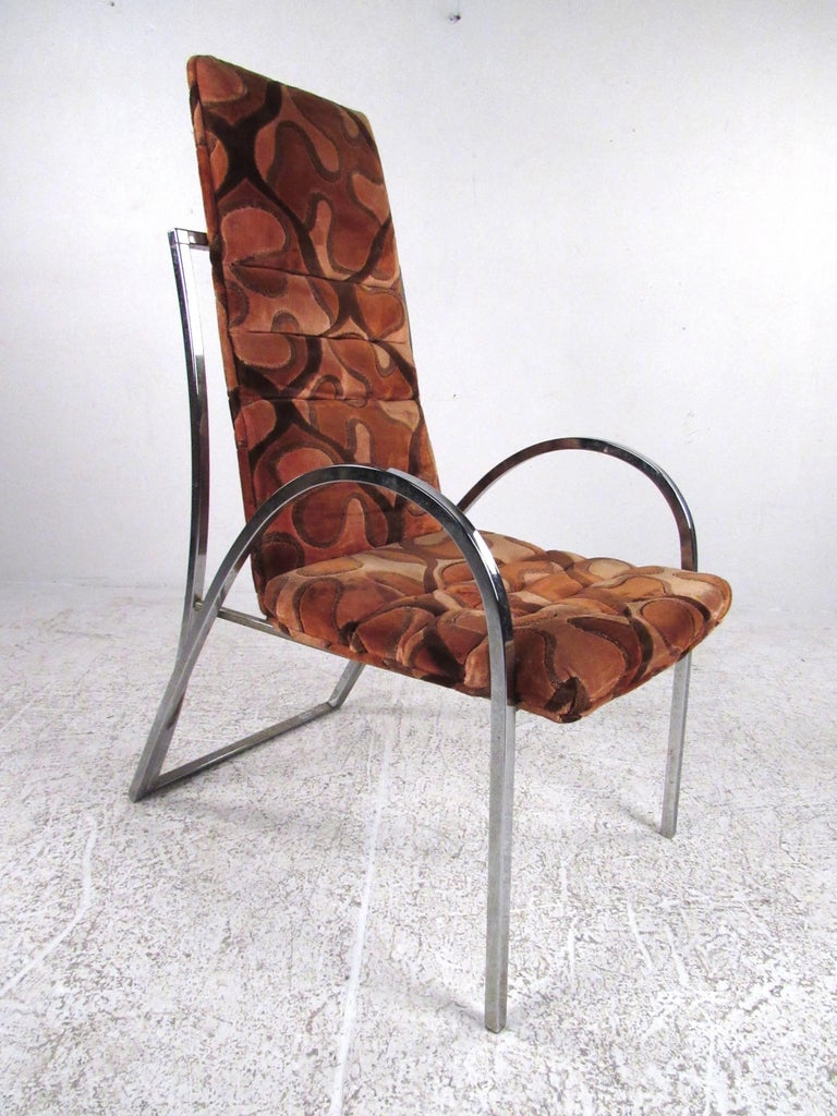 Vintage Chrome and Upholstered High Back Dining Chairs For ...