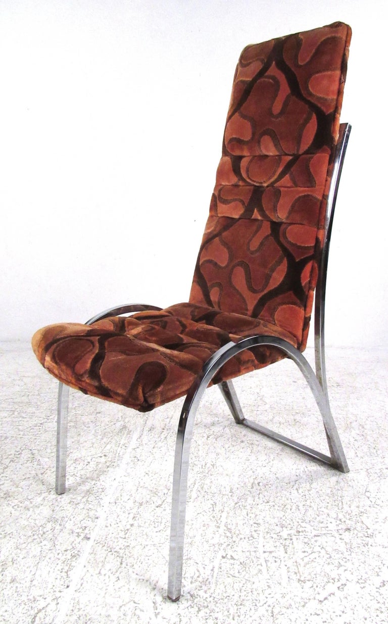 Vintage Chrome and Upholstered High Back Dining Chairs For ...