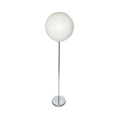 Vintage Chrome and White Globe Lollipop Floor Lamp