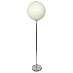 Vintage Chrome and White Globe Lollipop Floor Lamp