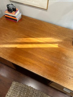 Vintage chrome and wood mid century modern desk by Pastoe
